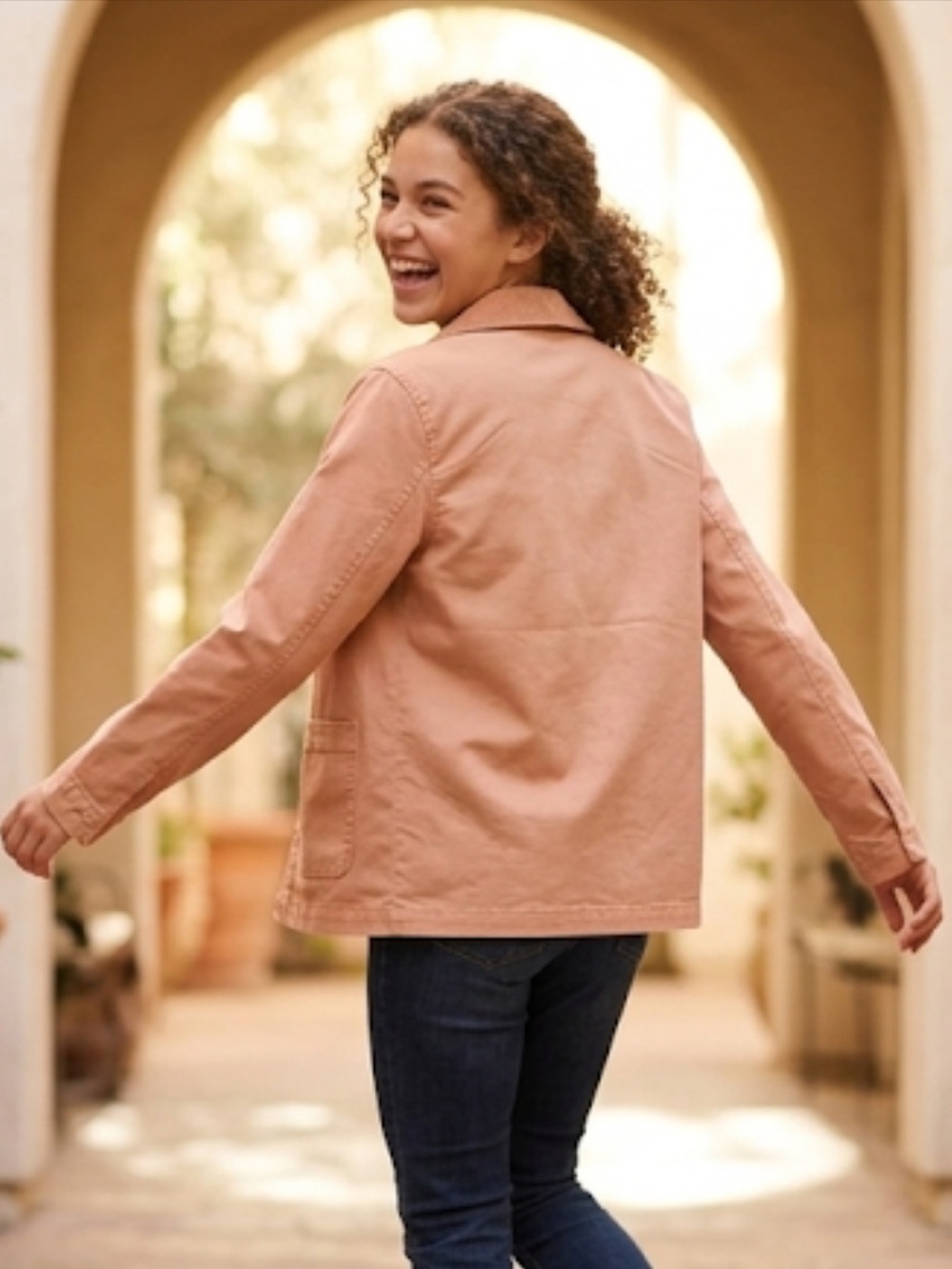 Terracotta Button-Front Work Jacket - Picture 2 of 3